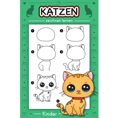 Abbildung von Katzen zeichnen lernen Kinder: Schritt für Kinder Kunstbuch Einfaches Malbuch Zeichenbuch