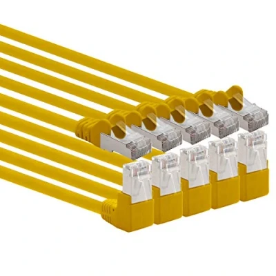 Abbildung von 1aTTack.de 366137 Cat.6 Netzwerkkabel Winkel 90 Grad 0,5m gelb 5 Stück Cat6 Patchkabel (SFTP PIMF) 1000Mbit/s Rj 45 Stecker x Meter