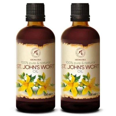Abbildung von Johanniskrautöl 200ml Natürlich Rotöl Hypericum perforatum. Johanniskraut Öl Mazerat Pflege für Gesicht Körper Haut Haare Massage St John&#039;s Wort Oil