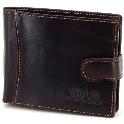 Abbildung von ekavale Herren Leder Geldbeutel mit Münzfach RFID/NFC Schutz Geldbörse, Portemonnaie, Wallet für Männer (Braun)