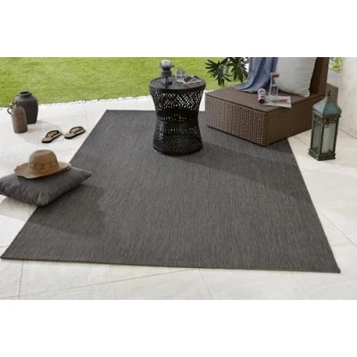 Abbildung von NORTHRUGS in und Outdoor Teppich Match 80x150cm Wetterfest Modern Plain Allover Unifarben Design Läufer für Balkon Terrasse Garten Wintergarten Wohnzimmerteppich Wasserfest Anthrazit