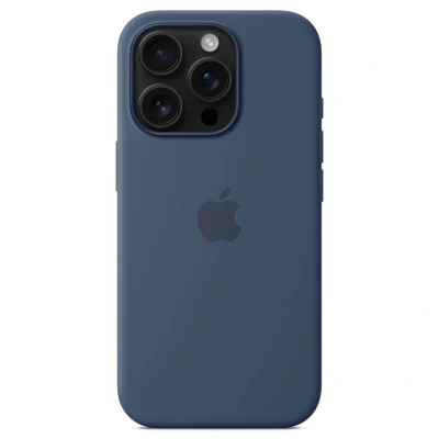 Abbildung von Apple iPhone 16 Pro Hülle MagSafe Silikon Original Soft Case/Backcover Handyhülle Blau