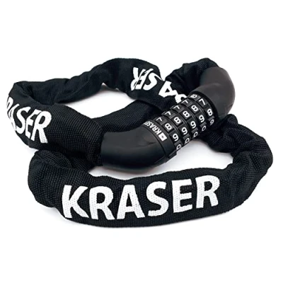 Abbildung von KRASER KR610 Fahrradschloss fahrrad Kettenschloss Zahlenschloss schloss 5 Stellen, fahradschloß hohe sicherheit, Universal, 100cm 6mm Schwarz