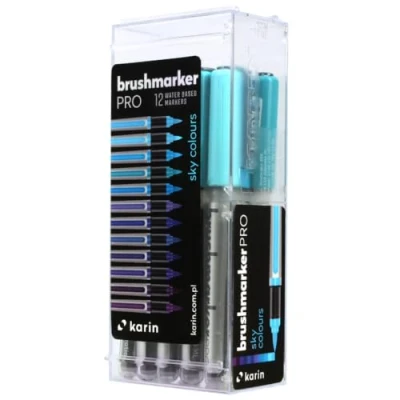 Abbildung von KARIN Brushmarker PRO 12 sky colours set Deck &amp; Wasserfarben transparent