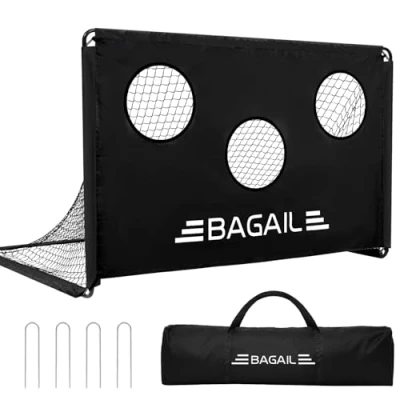 Abbildung von BAGAIL Fußballtor, 2 in 1 Fußballnetz mit Zielscheibe, Kommt Tragbarer Tragetasche, Einfach zu Montieren, Ideal für Gartenschießtraining und Freizeitspiele, 6 x 4 Fuß
