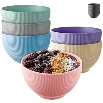Abbildung von Praknu Müslischalen Set Keramik Bunt 6er Schalen Große Müsli Schüssel Mikrowellen &amp; Spülmaschinenfest 700ml Suppenschalen