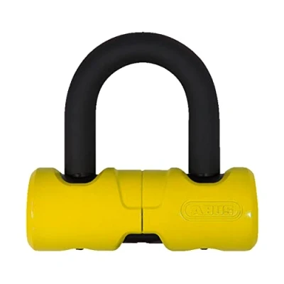 Abbildung von ABUS Bremsscheibenschloss 405/100HB C/SB Diebstahlschutz für leichte Motorräder und Scooter doppelte Verriegelung im Schlosskörper 12 mm Bügel ohne Alarm in Gelb Grün erhältlich