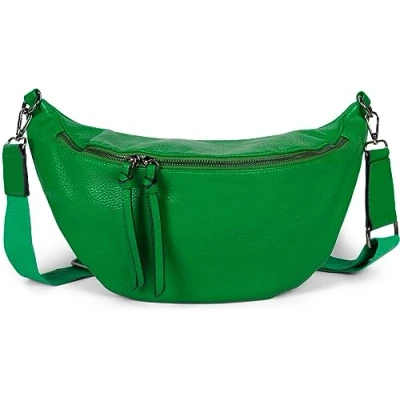Abbildung von styleBREAKER Damen Halbmond Crossbody Schultertasche, abnehmbarer verstellbarer Schultergurt, Einfarbige Handtasche 02012386, Farbe:Grün