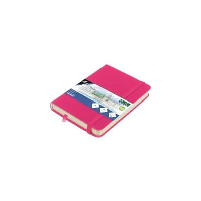 Abbildung von Skizzenbuch Kangaro A6 Hot Pink PU Hardcover 80 Blatt 140 Gramm cremefarbenes Papier mit Gummiband und Band