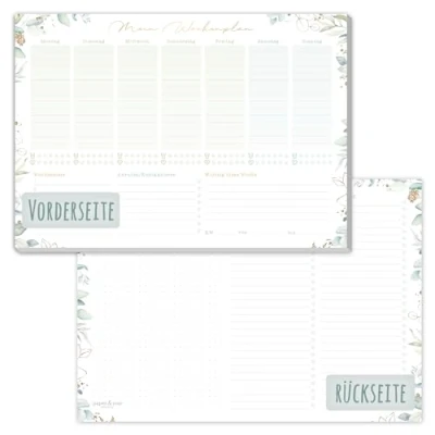 Abbildung von paper&amp;you® Wochenplaner Block A4 ohne festes Datum [Blattgold] 50 Blatt Terminplaner mit To Do Liste, Einkaufsliste, großem Notizfeld &amp; mehr klimafreundlich nachhaltig