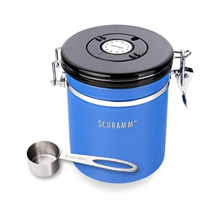 Abbildung von Schramm® Kaffeedose 1500 ml in 10 Farben mit Dosierlöffel Höhe: 15cm Kaffeedosen Kaffeebehälter aus Edelstahl, Farbe:blau