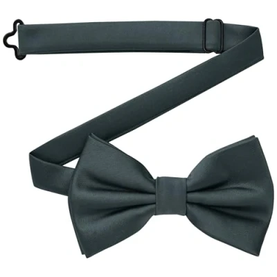 Abbildung von DonDon Fliege Herren handgefertigt Seiden Look 12 x 6 cm Anthrazit
