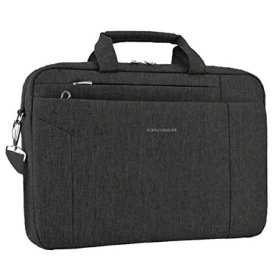Abbildung von KROSER Laptop Tasche 15.6 Zoll Notebooktasche Aktentasche Tablet Schulter Umhängetasche Wasserabweisend Satchel Bussiness Laptoptasche für Frauen und Männer Schwarz MEHRWEG