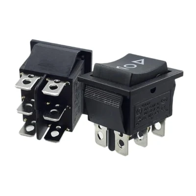 Abbildung von 2 Stück Wipptaster, TASTER ON/OFF/ON Momentan 16 A, 6 Pin 250 V (6V 9V 12V 24V 125V AC/DC) schwarz auch als Ersatz für den Rasenmäher