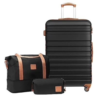 Abbildung von COOLIFE Koffer Trolley Reisekoffer von ABS Hartschalen 4 Rollen TSA Schloss Der Enthält 1 Reisetasche und Kulturbeutel