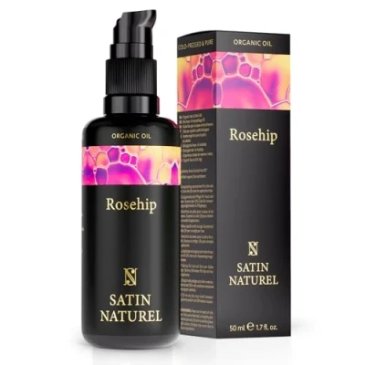 Abbildung von Bio Rosenöl 100% reines Hagebuttenöl kaltgepresst Gesichtsöl, Körperöl, Massageöl, Hair Oil Wildrosenöl, Rosehip zur Pflege von trockener Haut Anti Falten Wirkung 50ml