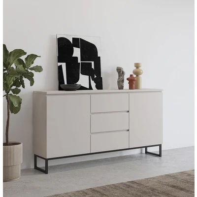 Abbildung von OTTO home Sideboard "Modo II, Breite 150 cm, moderne grifflose Kommode 2Türen/3 SK" Schubladenkommode viel Stauraum, Einlegeböden verstellbar, Metallkufen