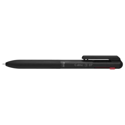 Abbildung von Pentel BXAC37A Calme 3 Farb Kugelschreiber, gedämpftes Klick Geräusch, nachfüllbar, Strichstärke 0.35mm, schwarz/rot/blau, 1 Stück