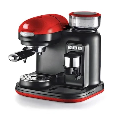 Abbildung von Ariete 1318 Espresso Moderna, Kaffeemaschine mit Mahlwerk, 920 W, 15 bar, 1/2 Tassen, Cappuccinomaschine, Rot