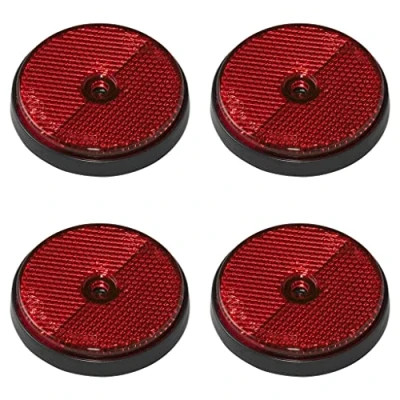 Abbildung von 4 Stück Rückstrahler rot rund Anhänger Katzenauge Reflektor LKW Wohnwagen PKW 60mm