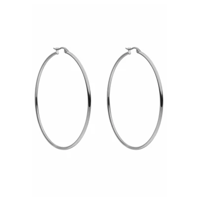 Abbildung von PURELEI® Hoops Ohrringe (Gold, Silber, Rosegold), Wasserfeste für Damen, Creolen aus Edelstahl, Geschenk Frauen, 63mm Durchmesser (Silber)