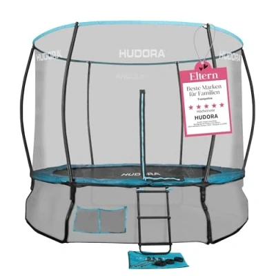 Abbildung von HUDORA Trampolin Fantastic Complete Gartentrampolin mit Sicherheitsnetz &amp; 250/300cm Durchmesser Sporttrampolin Rahmennetz Familien breiter Randabdeckung für bis zu 100kg
