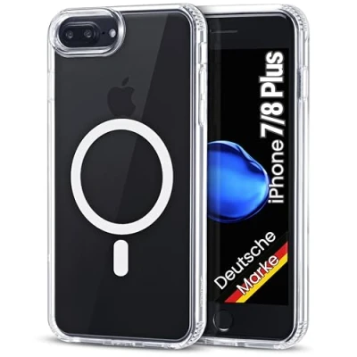 Abbildung von JProtect für iPhone 7/8 Plus Hülle MagSafe (TOP Schutz &amp; Magnetkraft) Magnetische Handyhülle Transparent 8/7 Magnet Zubehör Case Stoßfest
