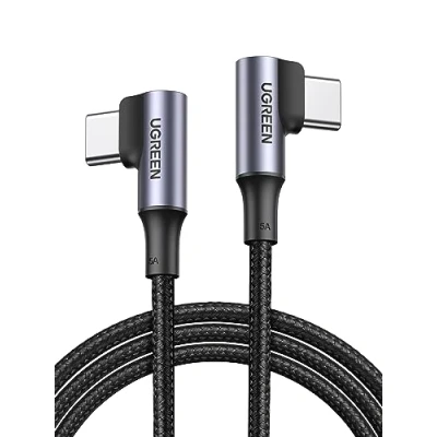 Abbildung von UGREEN USB C Ladekabel 100W Doppelte Winkelstecker PD 3.0 PPS Kabel 90 Grad 5A/20V kompatibel mit iPhone 16/15, M3 MacBook Pro/Air, iPad Pro/Air 2024, Galaxy S24 Ultra A55 usw. (0.5M)