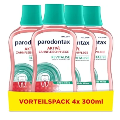 Abbildung von Parodontax Mundspülung Frische Minze, zur täglichen Zahnfleischpflgege, 4x 300ml