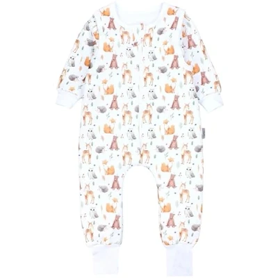 Abbildung von TupTam Baby Schlafsack mit Füßen und Ärmel OEKO TEX zertifizierte Materialien Winterschlafsack, Farbe: SHU01 Wald Tiere Eule Reh Igel Fuchs Beige Braun, Größe: 104 110