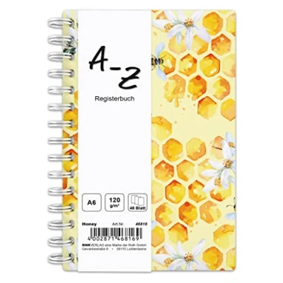 Abbildung von RNKVERLAG 46816 Notizbuch mit Register A Z Honey in DIN A6 48 Blatt 120 g/m², 1 Stück