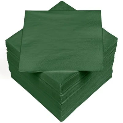 Abbildung von HEKU 100 einfarbige Servietten, 3 lagig, 33x33cm I Einheitliche Qualität für Veranstaltungen &amp; Gastronomie Praktische 5er Packung Hoch saugfähig und stilvoll, dunkelgrün