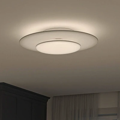 Abbildung von Philips LED SceneSwitch Garnet Deckenleuchte (30 W), Leuchte mit drei Dimmstufen und warmweißem Licht, Beleuchtung EyeComfort, weiß