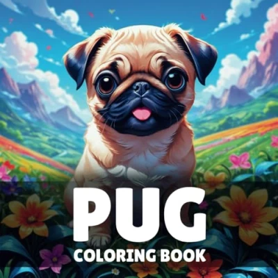 Abbildung von Pug Coloring Book: 40 Easy and Fun Cute Dogs Book For Kids &amp; Adults, Perfect Lovers