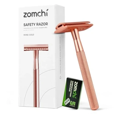 Abbildung von Rasierhobel Herren und Damen, Metall, Zero Waste Safety Razor, Geschlossener Kamm, Naßrasierer Bodyrasierer für Männer Frauen, Metall Rasierer Plastikfrei