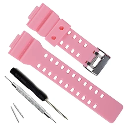 Abbildung von Natural Resin Replacement Watch Band Strap for Casio Mens G Shock GD120/GA 100/GA 110/GA 100C (Pink)