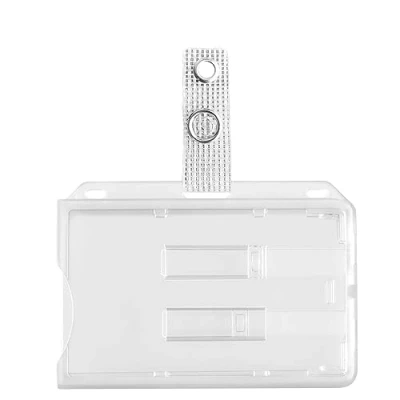 Abbildung von WEBBOMB® Ausweishalter Ausweishülle für 1 2 Ausweise Doppel Kartenhalter transparent aus Hartplastik mit Vinylstrap Clip (gewebeverstärkt) EC Karten Fahrkarten Dienstausweis Skipass