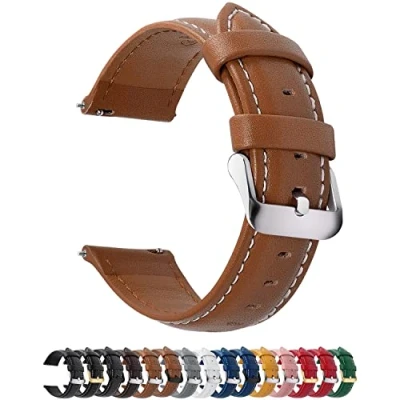 Abbildung von Fullmosa 12 Farben Uhrenarmband, Axus Serie Lederarmband Ersatz Watch Armband für Herren Damen 14/16/18/19/20/22/24mm,Braun 24mm