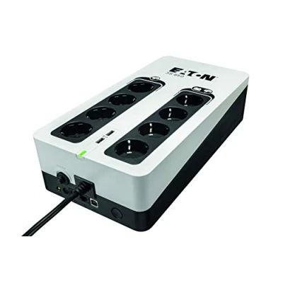 Abbildung von Eaton 3S 850 DIN 3S850D Unterbrechungsfreie Stromversorgung (USV) VA mit Überspannungsschutz (8 Ausgänge, Überspannungsschutz, 2 USB Typ A Ladeanschlüsse) Weiß &amp; Schwarz