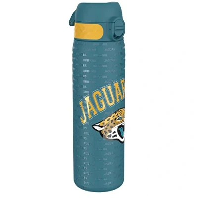 Abbildung von Ion8 Stahl Trinkflasche, 600 ml, Auslaufsicher, Einhandöffnung, Sichere Verriegelung, Spülmaschinenfest, Klappdeckel, Tragegriff, Leicht zu Reinigen, Langlebig, NFL Jaguars Design