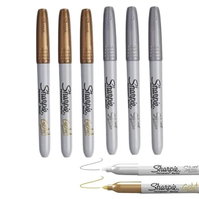 Abbildung von Sharpie Metallic Permanentmarker Feine Spitze Gold und Silber 6 Zählen