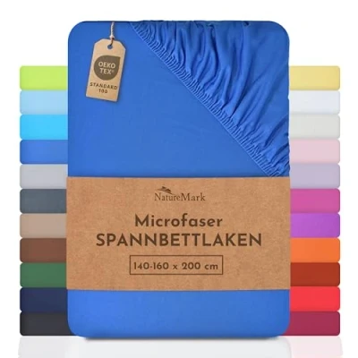 Abbildung von NatureMark Mikrofaser SPANNBETTLAKEN zum Sparpreis! viele Größen und Farben Markenware (140x200 160x200 cm, royal blau)