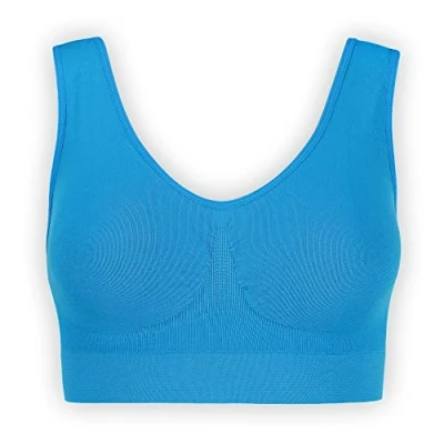 Abbildung von UnsichtBra Bustier Damen BH ohne Buegel Wohlfühl Bustiers Top Bügelloser Soft Bra Schlaf Still Sport Bralette in vielen Farben (wellbra_sngl)(L, Blau)