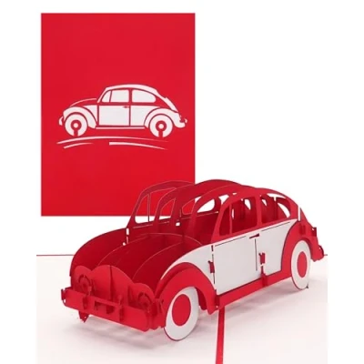 Abbildung von Pop Up Karte Auto Automobil“ 3D Geburtstagskarte, Glückwunschkarte &amp; zum Führerschein Modell als Geschenk, Geschenkverpackung und Reisegutschein