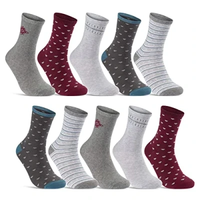 Abbildung von 10 Paar Damen Socken Baumwolle Mehrfarbig Streifen Punkte Herzen 34974/1 (35 38)