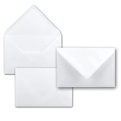Abbildung von Briefumschläge in Weiss 100 Stück Kuverts DIN B6 Format 125 x 185 mm 120 Gramm pro m² Größer als für besonders dicke Faltkarten Nassklebung ideal Weihnachten und Einladungen