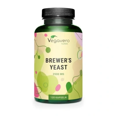 Abbildung von Bierhefe Brewers Yeast 2500 mg Mit Biotin für gesunde Haut, Haare und Nägel 100% natürlich ohne Zusatzstoffe Laborgeprüft Deutsche Produktion 120 hochdosierte Kapseln Vegan Vegavero®