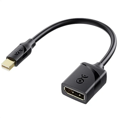 Abbildung von Cable Matters 8K Mini DisplayPort auf Adapter (Mini DP zu DP, Adapter) in Schwarz Thunderbolt und 2 Port kompatibel