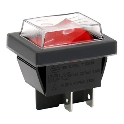 Abbildung von Heschen Ein Aus Kippschalter, DPDT, 4 Pole, 16 A, 250 V (AC), rot leuchtend, mit wasserfester Abdeckung (1)
