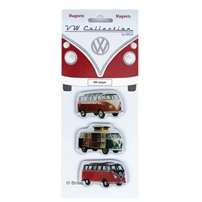 Abbildung von BRISA VW Collection Volkswagen Kühlschrank Büro Pinnwand Magnete mit T1 Bulli Bus Motiven (3er Set/Camper/Bunt)